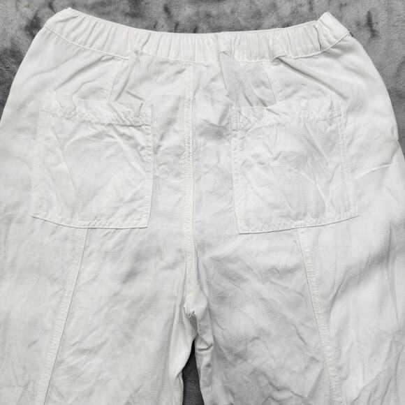 H by Halston Pants Womens S White Linen Viscose High Rise Ankle Pockets Coastal - Picture 4 of 13